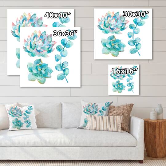 Designart - Eucalyptus Leaves and Succulents